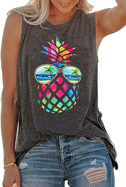 Womens Tank Tops Summer T Shirts Sleeveless Casual Loose Tunic Blouses 2026