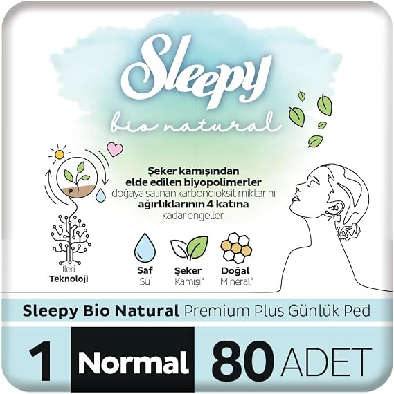 Sleepy Bio Natural Premium Plus Günlük Ped Normal 80 Adet Ped