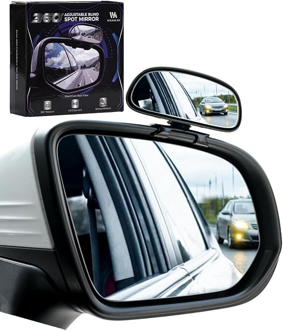 WildAuto 2Pcs Wide Angle Blind Spot Mirrors for Cars, 360° Adjustable Wing Mirror Blindspot with Secure & Stable Fit, Easy Installation Side Mirror Blindspot for SUV, Van & Car