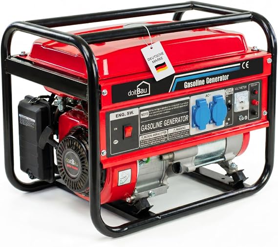 Stromgenerator mit Benzin Stromerzeuger Notstromaggregat leise 5 Steckdosen 3x 230V / 1x 400V / 1x 12 V 7 PS (6 kW Anschlussleistung((2 Steckdosen (3000W BS3500)))