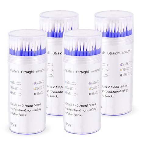Annhua Microswabs for Eyelash Extensions, 400 Pcs Bendable Disposable Micro Applicators with No Velvet, Waterproof Micro Applicator Brush for Oral Care, Makeup and Artwork-Blue