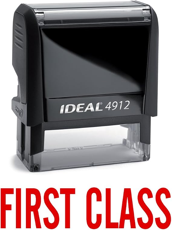 FIRST CLASS Red Office Stock Self-Inking Rubber Stamp