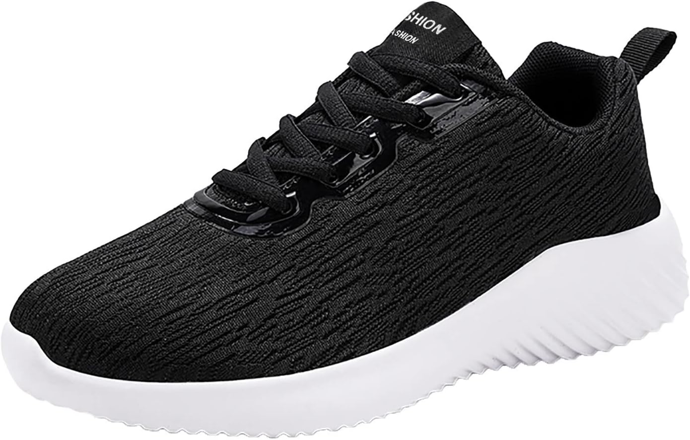Wide Fit Trainers for Men Fashion Men Mesh Casual Sport Shoes Lace Up Solid Color Running Breathable Soft Bottom Trainers Size 9