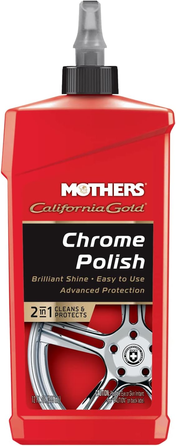 Mothers California Gold Chrome Polish, 12 oz. (05212) | Cleans & Brightens Chrome Bumpers, Wheels, Trim & Accessories, Protects Against Rust & Corrosion, Safe on Glass & Mirrors