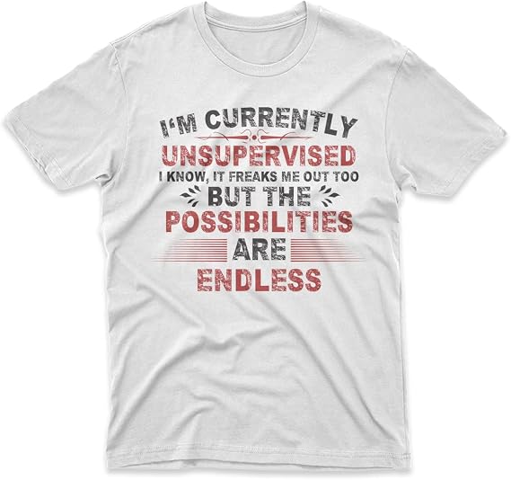 I'm Currently Unsupervised But The Possibilities are Endless T-Shirt for Mens Womens Funny Tee