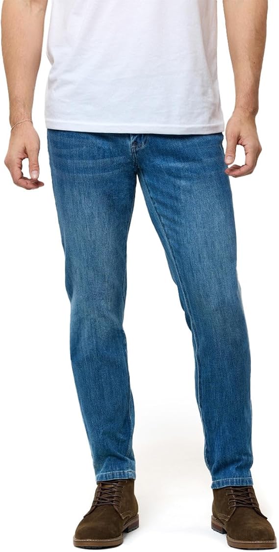 Mens Jeans Stretch Denim Slim Fit Tapered Leg Ultra Soft Comfort