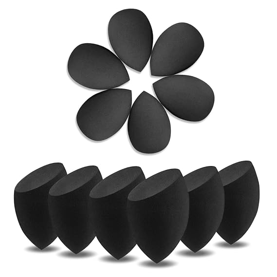 Wiko 12 Pcs Makeup Sponges Black for Foundation Latex-Free Cosmeti Blending Sponge Set Reusable Applicator For Powder Cream and Liquid Makeup Tools Bulk