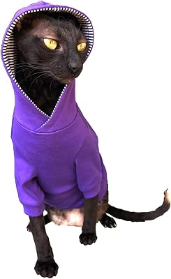 Sphynx Cats Hoodie InPurple Naked Cat Hairless Cat Clothes S