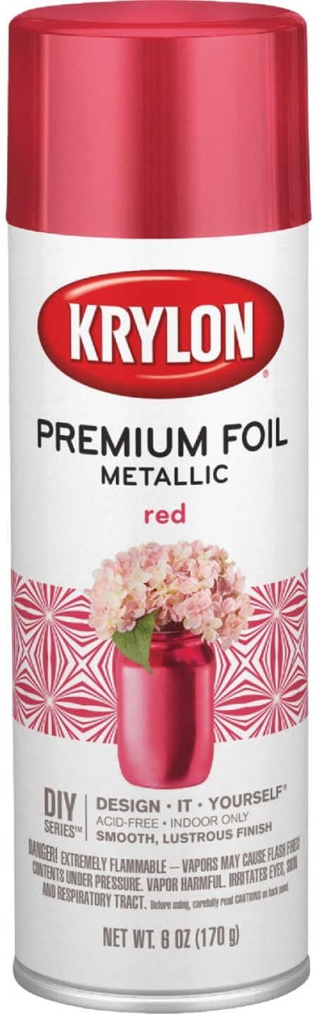 Krylon K01080000 Premium Foil Metallic Spray Paint, Red, 8 oz.