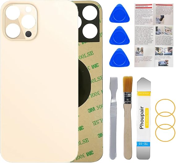 OEM Rear Back Glass Replacement for iPhone 12 Pro 6.1 Inches with Professional Repair Tool Kit (Gold)