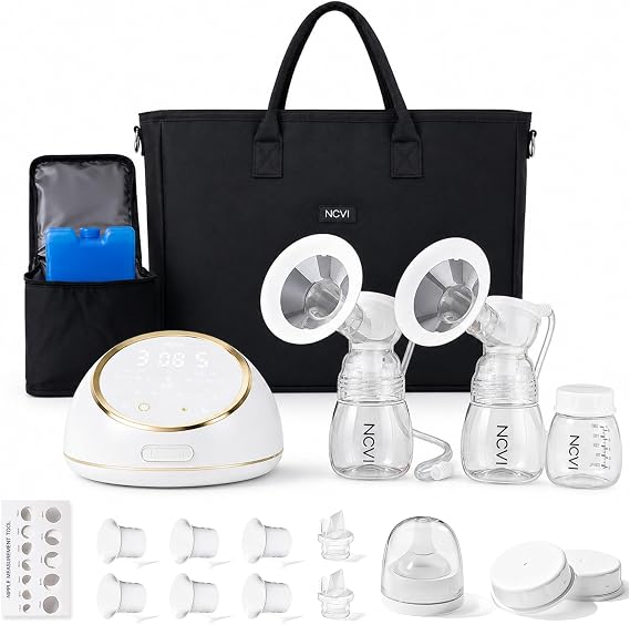NCVI Electric Breast Pump, 5200mAh Hospital-Grade Suction, 4 Modes 9 Levels | Micro-Vibration Breast Pump, Separate Suction Control for Two Breasts, Portable Breast Pump with Long-Lasting Battery