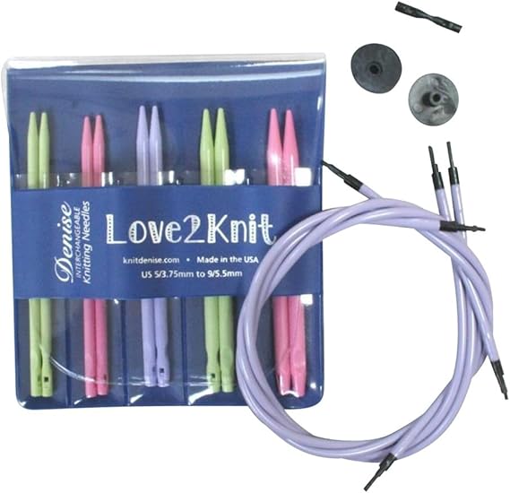 Love2Knit Interchangeable Knitting Needle Set, US5-9 (Pastel)