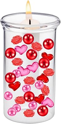 12092 PCS Valentines Day Vase Filler Decorations - Floating Valentines Candles - Acrylic Plastic Glass Heart Rose Vase Filler - Red Pink Floating Pearls - Water Gel Jelly Beads Balls for Vases