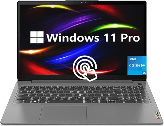 Lenovo IdeaPad 3i Laptop, 15.6 Inch FHD Touch Screen Display, Intel i5-1135G7, 12GB RAM, 512GB SSD, Windows 11 Pro, SD Card Reader, for Business, College Students, Arctic Grey, PCM