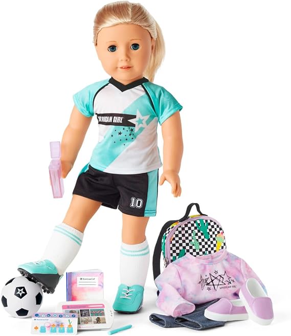 American Girl Truly Me 18 Inch Doll 27 & School Day Football Playset with Accessories Uniform and Ball for Children from 6 Years
