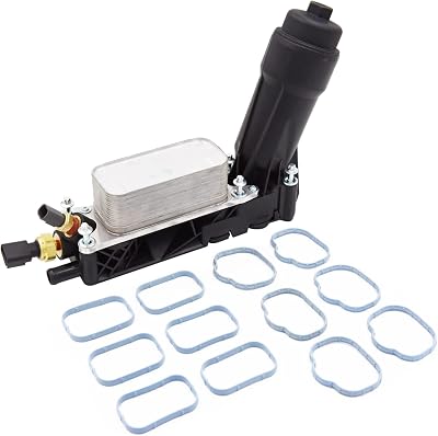 Engine Oil Cooler and Filter Housing Adapter gaskets Sensor Kit Replace 5184294AE Compatible with 2011-2013 Chrysler 200300 Dodge Journey Jeep Wrangler Ram 3.6L Aluminium Silver