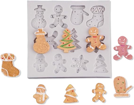 1 Pcs Christmas Silicone Molds Gingerbread Tree Glove Socks Star Chocolate Mold No-Stick Silicone Molds for Baking Jello Molds Cake Jello Cookie Soap Candy Making Supplies