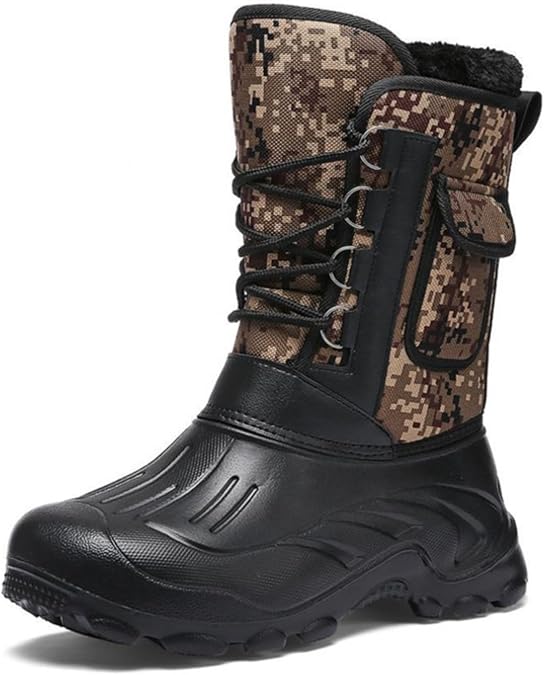 Men's Winter Snow Boots, Mid-Calf Waterproof Outdoor Riding Boots, Outdoor Sports Wear-Resistant Non-slip Warm