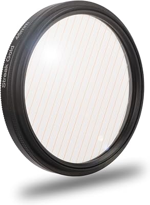 Gold Streak Special Effects Lens Filter, Camera Lens Filter with High Light Transmittance Anamorphic Light Effect Filter for Night Lights46mm