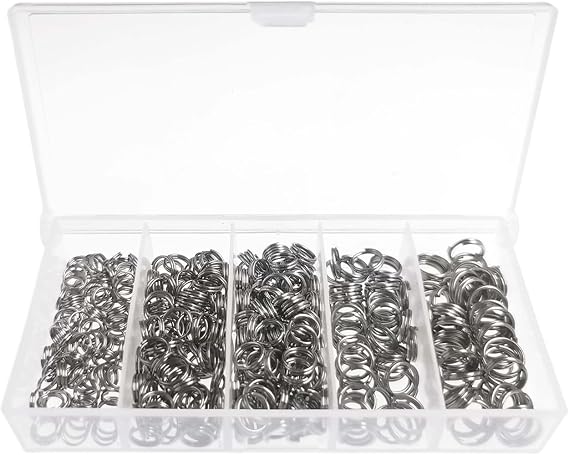 400pcs Stainless Steel Split Rings Kit Fishing Lures Ring Chain Connector with Storage Box