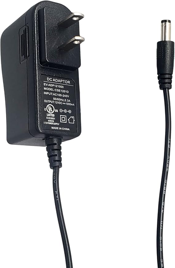 Evertech DC 12V 1 Amp 1000mA Wall Charger Power Supply Adapter for 12V Electronic Devices