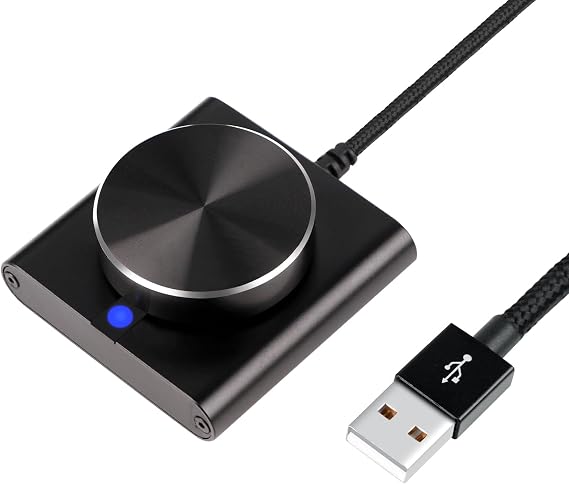 USB Volume Control Knob for PC: External Media Adjustment Controller - Metal Shell Computer Audio Adjuster Controls Support Win7/8/10/XP/Mac/Vista/Android/iOS