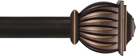Kenney Beckett Soft Square Window Curtain Rod, Adjustable for Windows 28 to 48 Inches, Extendable Curtain Rod Set, Oil Rubbed Bronze