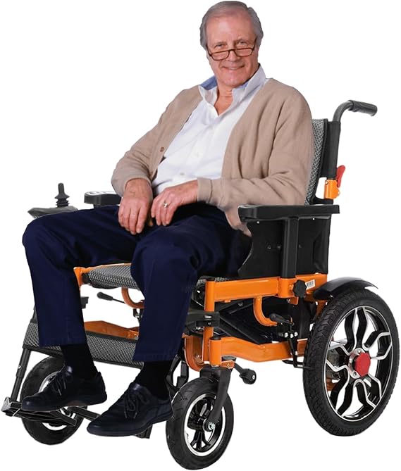 Lightweight Foldable Electric Wheelchair for Seniors,All Terrain Electric Wheelchairs for Adults,Powerful Dual Motor Motorized Power Wheelchairs-Up to 12 Mile Range-330 lbs Max Load