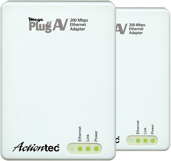 Actiontec MegaPlug A/V 200 Mbps Powerline Network Adapter Kit (White)