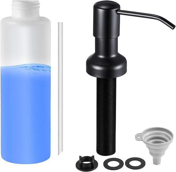 Yofidra Matte Black Kitchen Sink Soap Dispenser, Built in Sink Soap Dispenser with Lotion Dispenser 17 OZ Bottle