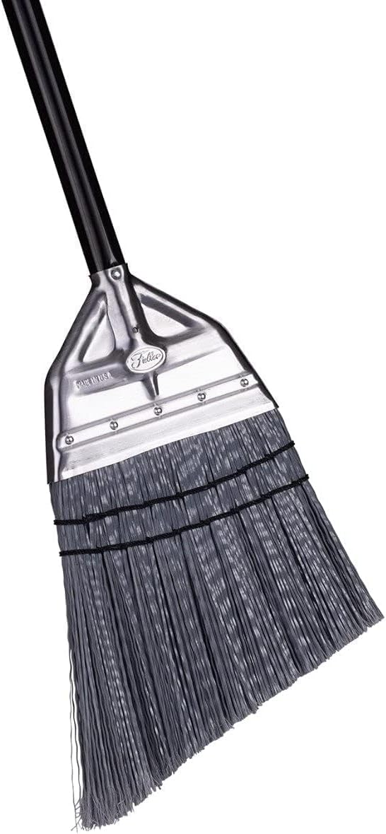 Fuller Brush Angle Broom Heavy Duty Broom with Split End Bristles, Steel Handle, Indoor/Outdoor Floor Sweeper for Home, Garage, Patio