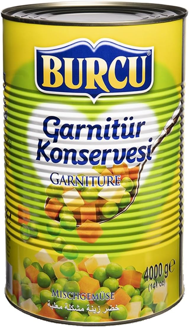 Burcu Garnitür Konservesi, Karışık Sebze Konservesi, 4000 gr