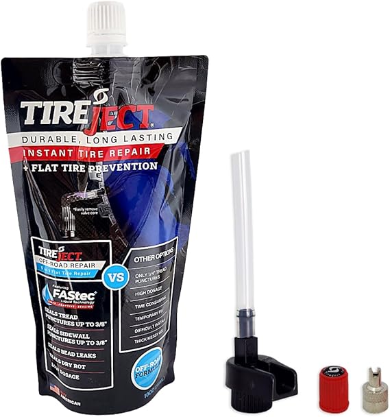 TireJect Off-Road Tire Sealant Kit - 5-in-1 Sealing - Fix and Prevent Flat Tires (10oz)