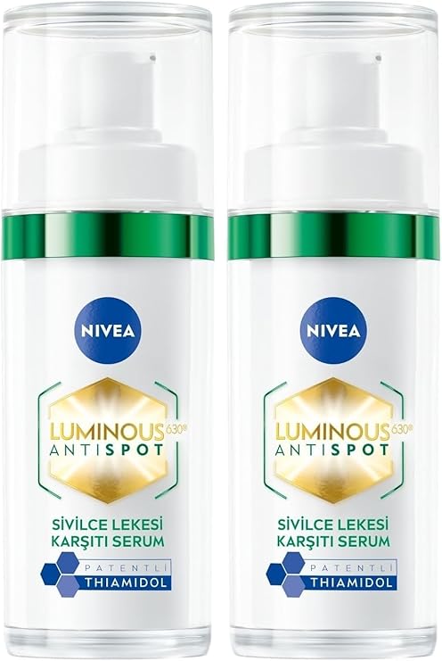 NIVEA Luminous630 Sivilce Lekesi Karşıtı Serum 30 ml, Karma ve Yağlı Ciltler için,Salisilik Asit ve Hyaluronik Asit (2 paketi)