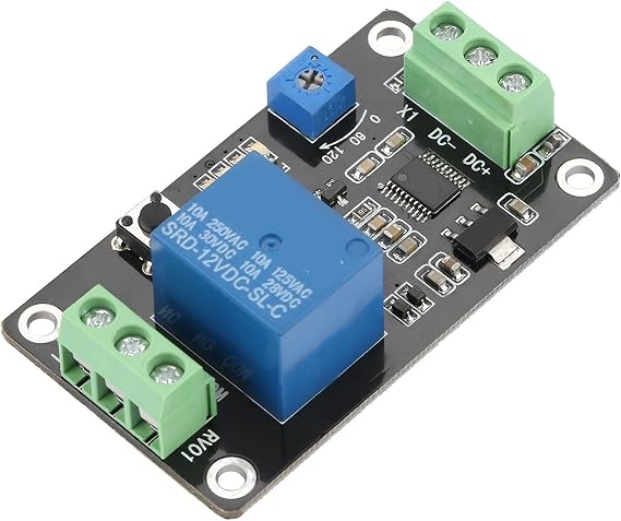 Time Delay Relay 12V, Safe Electronic Relay Time, Stable 12v Timer Long Life, Self Locking Save Parameters 0.1 to 120s, Power Reverse Connection Function