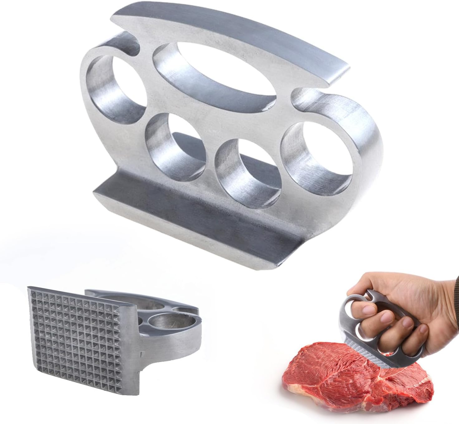 ALLWYOU Meat Tenderizer Hammer Stainless Aluminum Small Hand Meat Hammer Metal Meat Mallet Durable Meat Tenderiser Mallet Kitchen Tool Meat Smasher Meat Press for Steak Chicken Fish BBQ Tenderloin