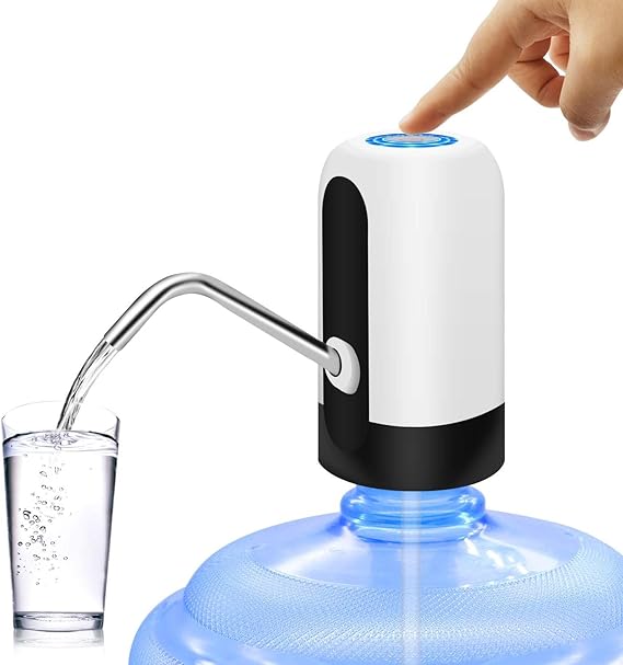 MJIYA 2,5 litre su sebili, Dağıtıcı De Agua para Botellon, evrensel su şişesi pompası, şalterli ve USB, kamp, mutfak, atölye, garaj için (beyaz)