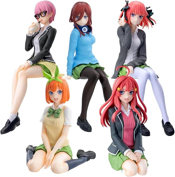 5pcs Nakano Itsuki Figure Nakano Nino Figures 11CM Sitting Position Anime Girl Nakano Miku Model, PVC Cartoon Figurine, Home Desk Ornament Decoration Gift