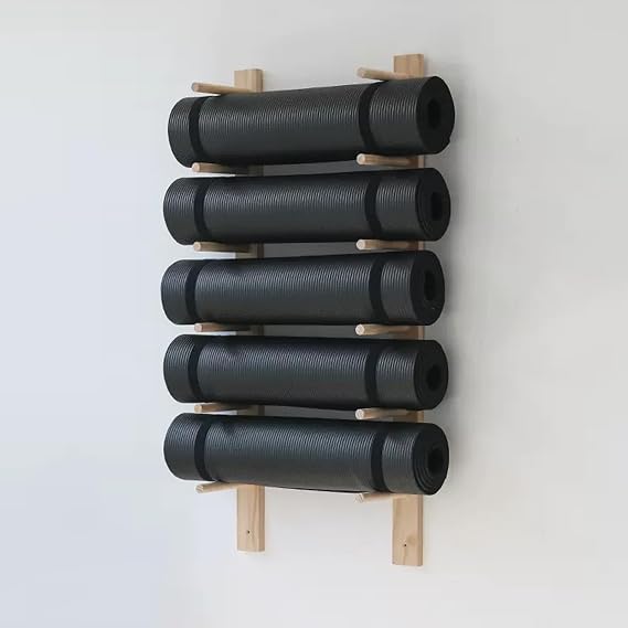 Yoga Mat Holder Wall Mount Yoga Mat Storage Rack Home Gym Accessories for at Fitness Class or Home Gym, Wall Rack Organizer for Yoga Mats