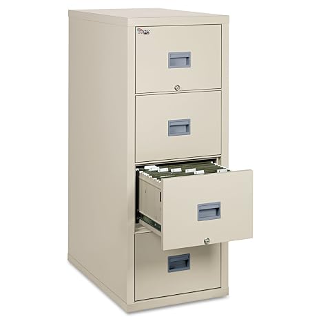 Turtle Fireproof File Cabinet, 4 Drawers, Letter File Size, 52.75in H x 17.75in W x 31.5in D, Parchment, Made in the USA