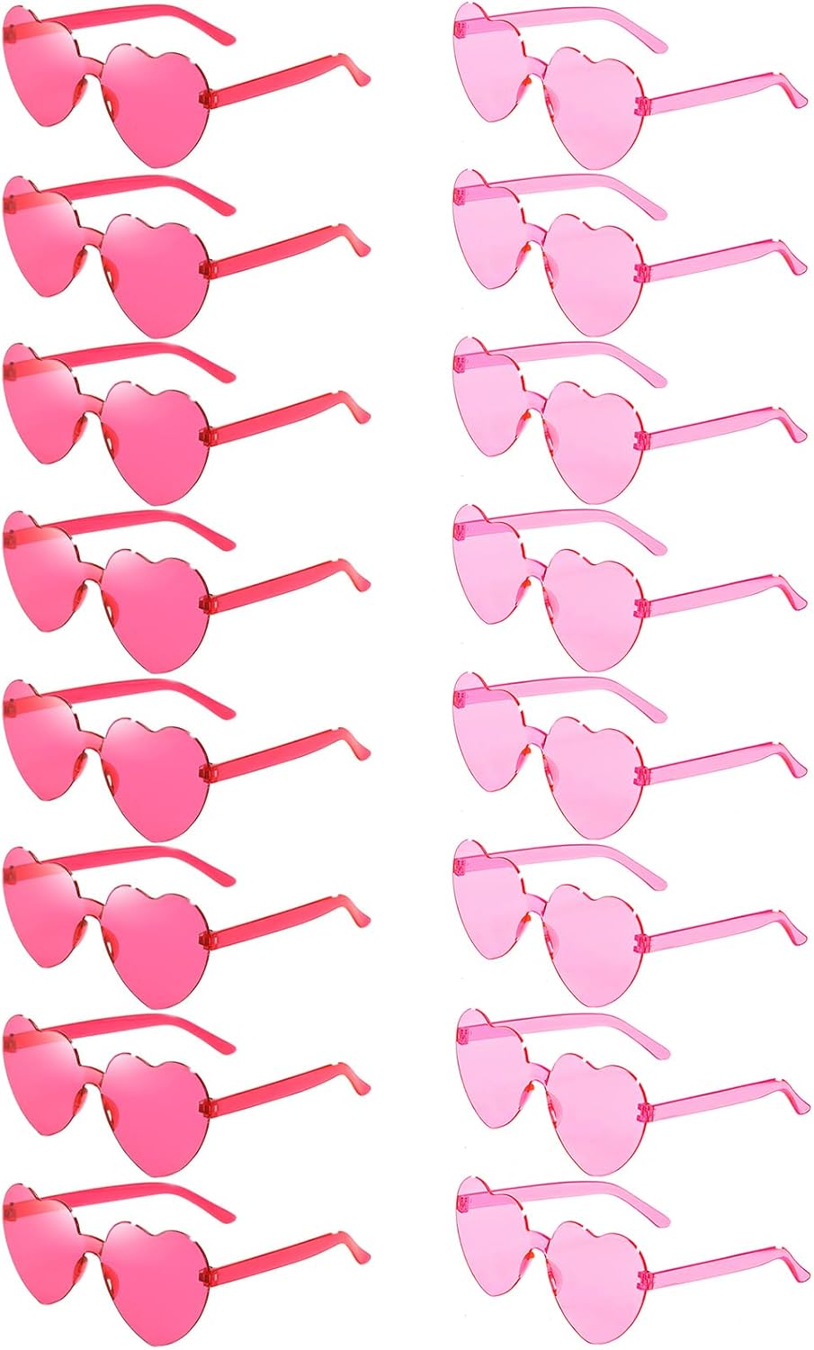 16 Pairs Heart Shaped Sunglasses Candy Color Rimless Fun Heart Glasses for Women Party Favors