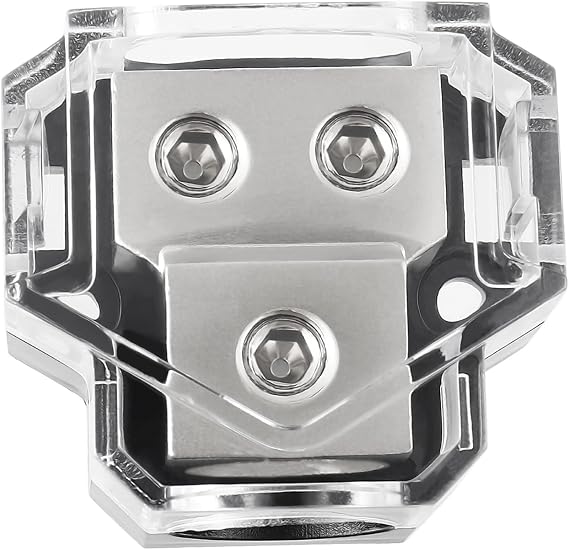 BOJACK 2 Way Power Distribution Connecting Block 1x0/2/4 Gauge Input 2x4/8 Gauge Output Power Distribution Block for Car Amplifier Audio Splitter