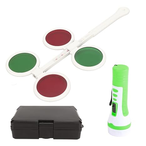 Worth 4 Dot Light Binocular Test Device, Portable Eye Suppression Checker with Adjustable Pupil Distance for Children and Adults, Red Green Fusion Vision Assessment Tool