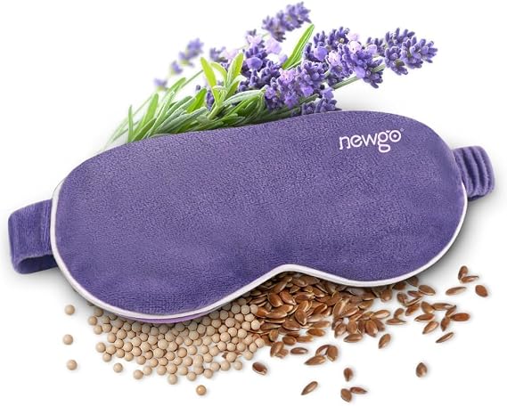 NEWGO Microwave Heated Eye Mask, Warm Compress for Dry Eye Relief, Purple