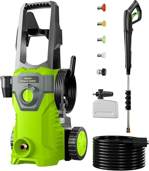 2026NEW ETOOLAB Pressure Washers 160 Bar, Foam Cannon & 4 Nozzles, 450L/H | Electric Power Washer with TSS Auto-Stop & Steel-Reinforced Hose,1800W Jet Washers for Cars, Patios, Fences and Driveway