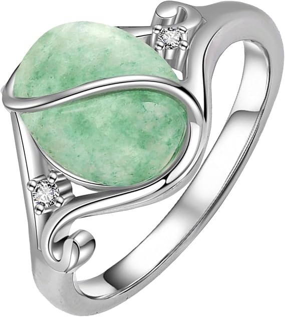 Gemstone Ring S925 Sterling Silver Oval Opal/Jade/Moonstone/Mood Engagement Ring Gemstone Jewellery for Women