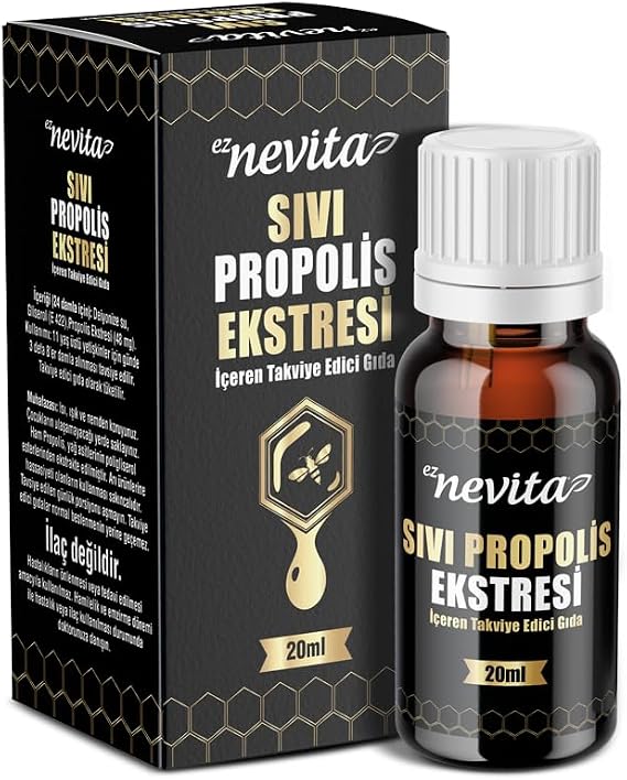 Eznevita Liquid Propolis Extract 20 Ml | Drop Form | Strong Antioxidant Support, Does Not Contain Sugar and Preservatives, Amber Glass Bottle, Suitable for Children and Adult Use