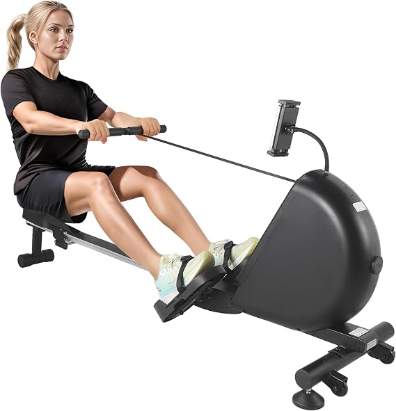 TROPOW Magnetic Rowing Machine, 16 -Level Adjustable Resistance Self Powered Rower with Automatic Telescopic Tod for Home, Quiet Rower Machine, Max 350 LBS, App Compatible