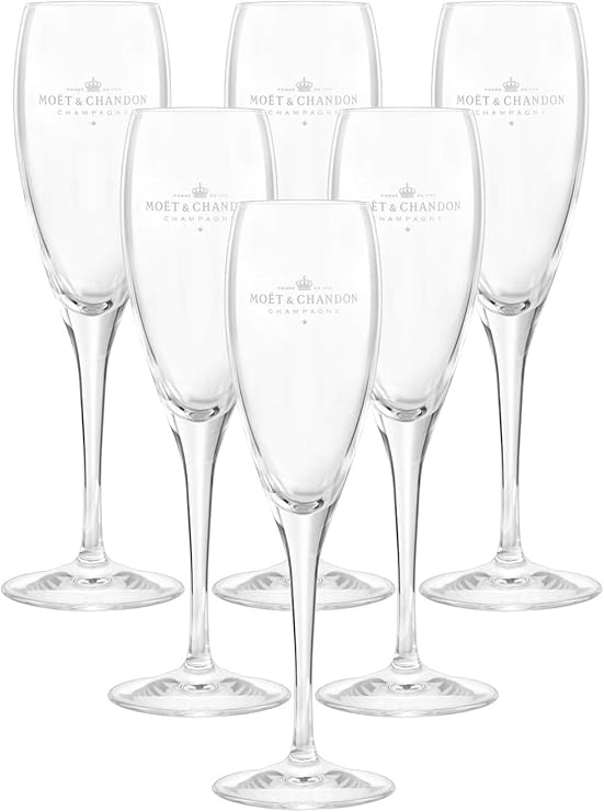 Moet & Chandon Imperial Champagne Flute Glasses 0.2l Box Set Glass Clear (Pack of 6)