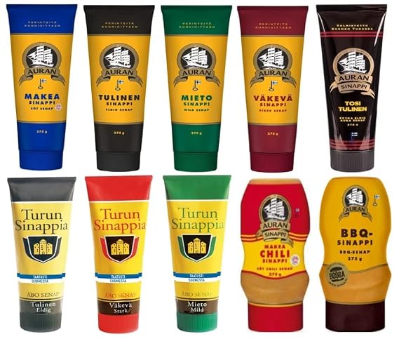 Auran Mustard (Pack of 10) - Pick Any 10 pack from Many Flavors Finnish Mustard